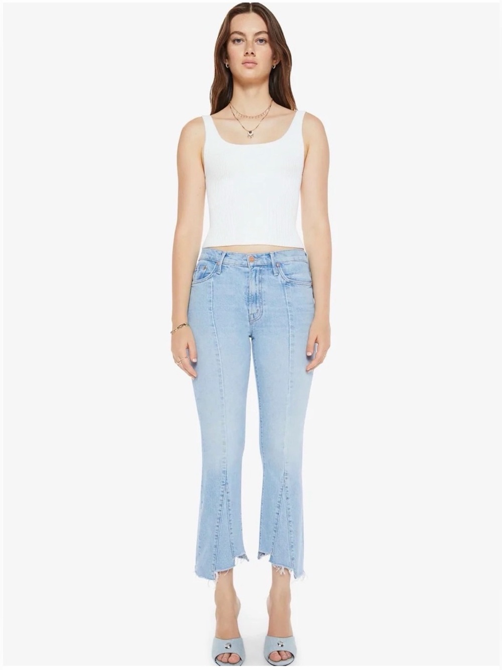 Mother Insider Crop Pointy Fray Jeans Let's Get it Together Denim NWT Size 26